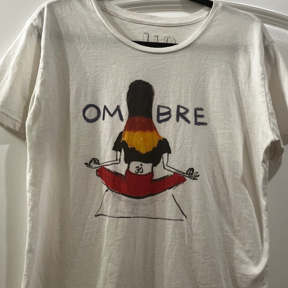 Unfortunate Portrait Ombre Yoga Graphic Tee White Organic Cotton Size M